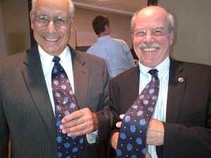 Drs. Arnold Caplan (CWRU) & Glenn Prestwich (U. of Utah) show off their stem cell ties