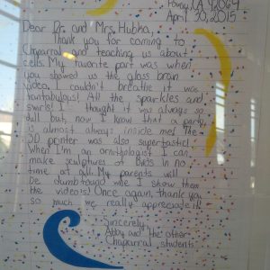 "...glass brain video. I couldn't breathe, it was fantabulous! [...] a party is almost always inside me! The 3D printer was also supertastic!" Love this kid.